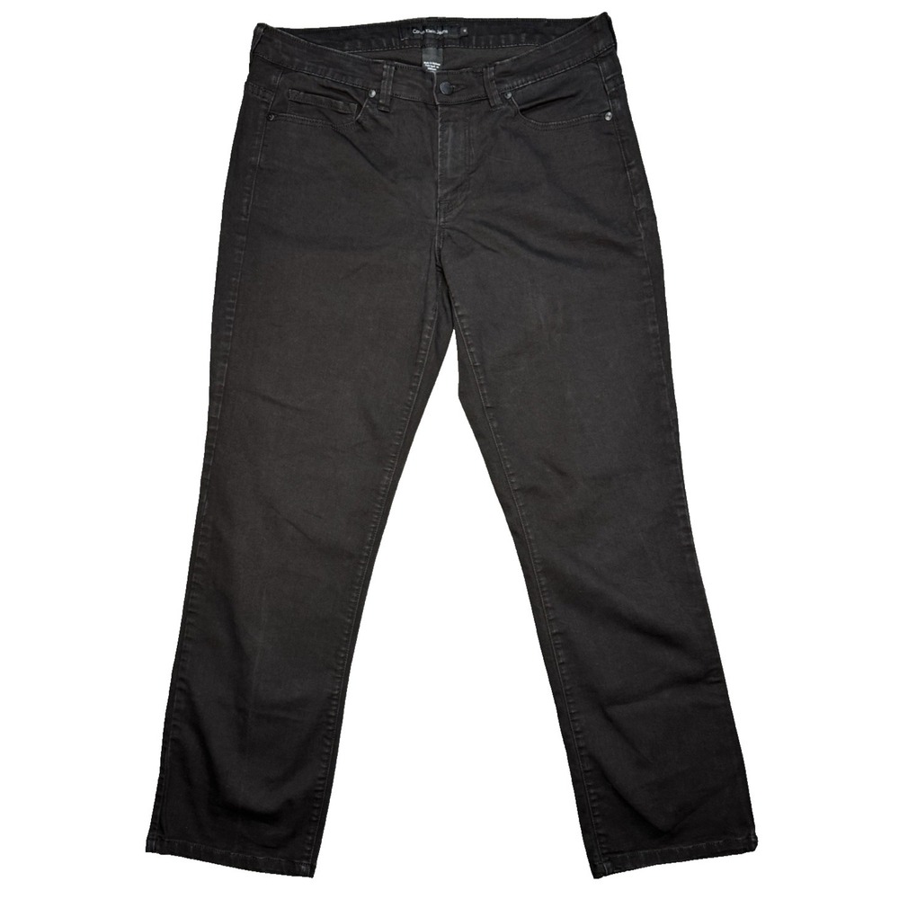 Calvin Klein Jeans Women's 12 Straight Leg Black Stretch Denim Mid Rise